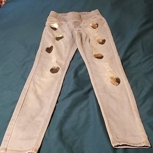 Light wash skinny sequin jeans